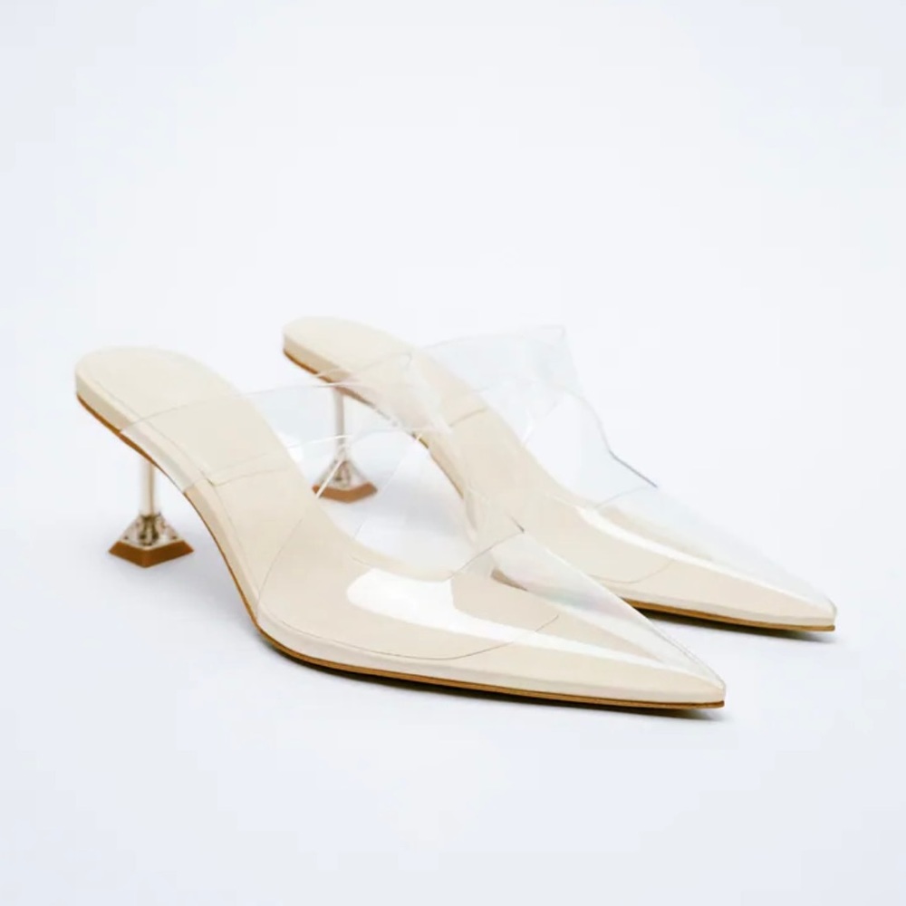 Zara Off White Vinyl High Heels